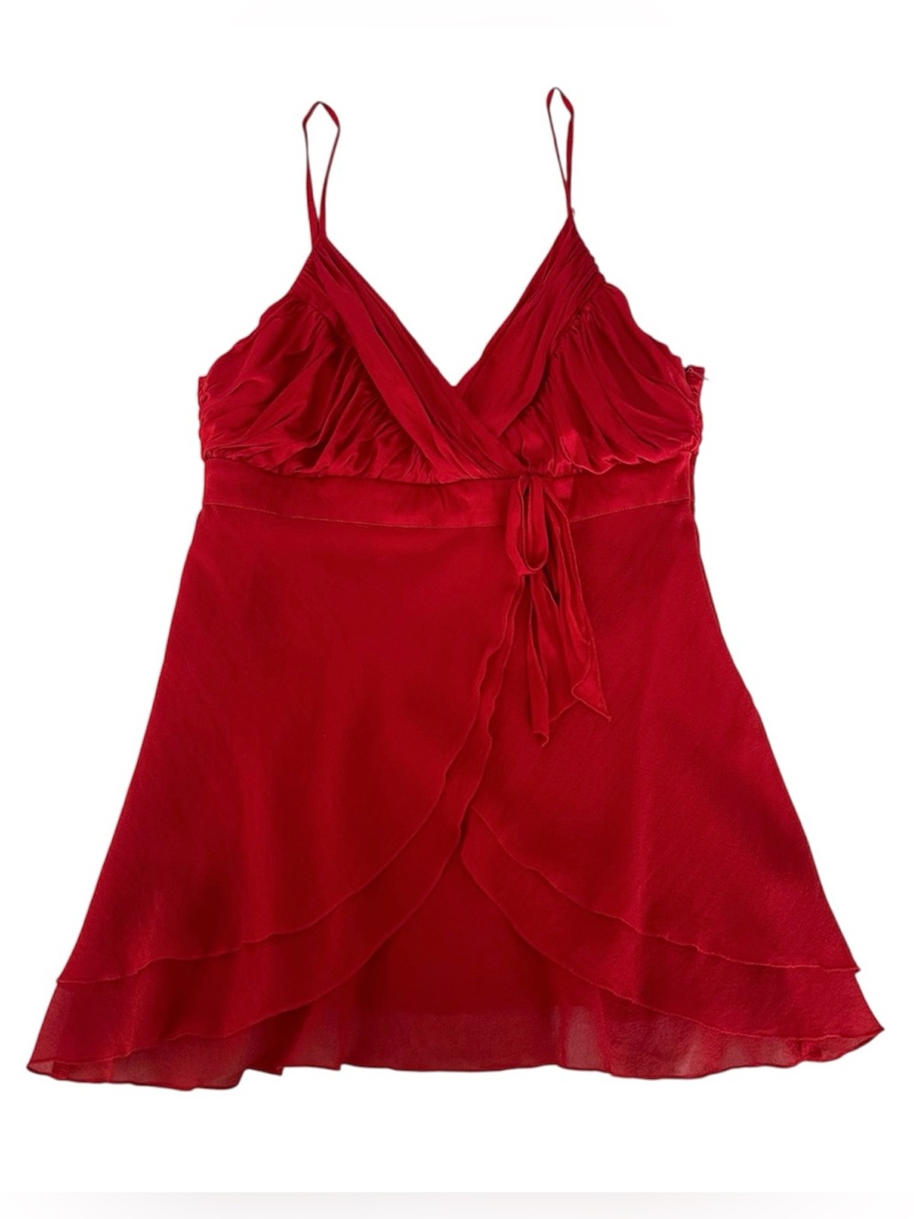 Vintage Y2K Bebe Red Silk V-Neck Cami Top